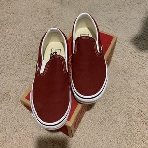 Women’s 6.5 burgundy vans slip on. Like new